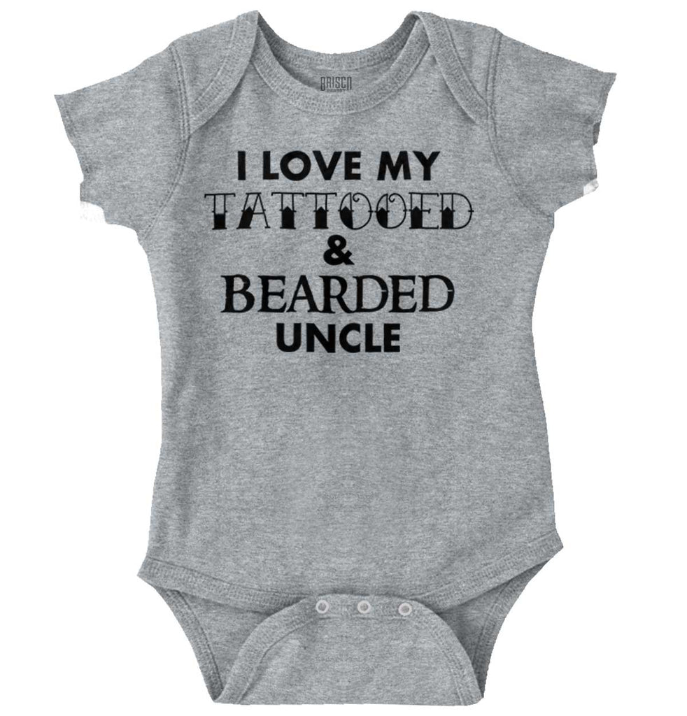 Love My Tattooed Bearded Uncle Romper Bodysuit-Direct To Garment Print-Brisco Baby