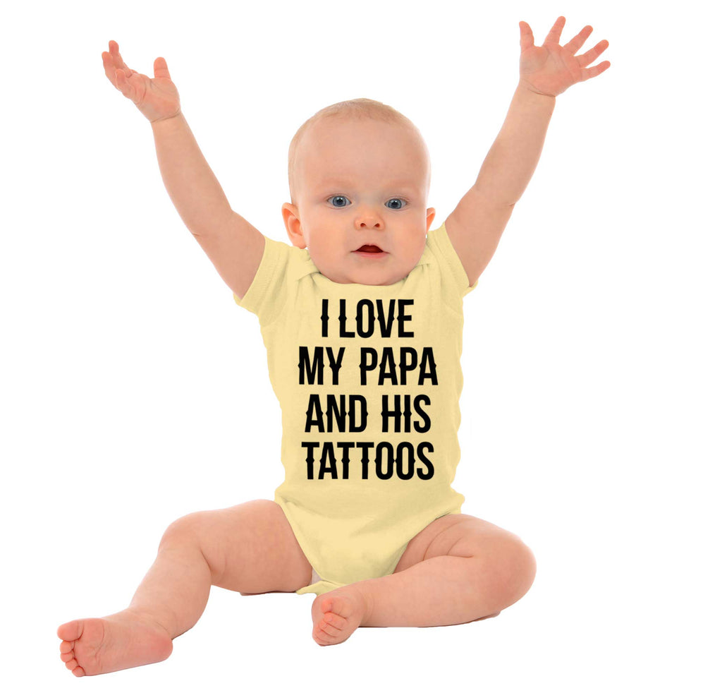 I Love Papa And Tattoos Romper Bodysuit-Direct To Garment Print-Brisco Baby