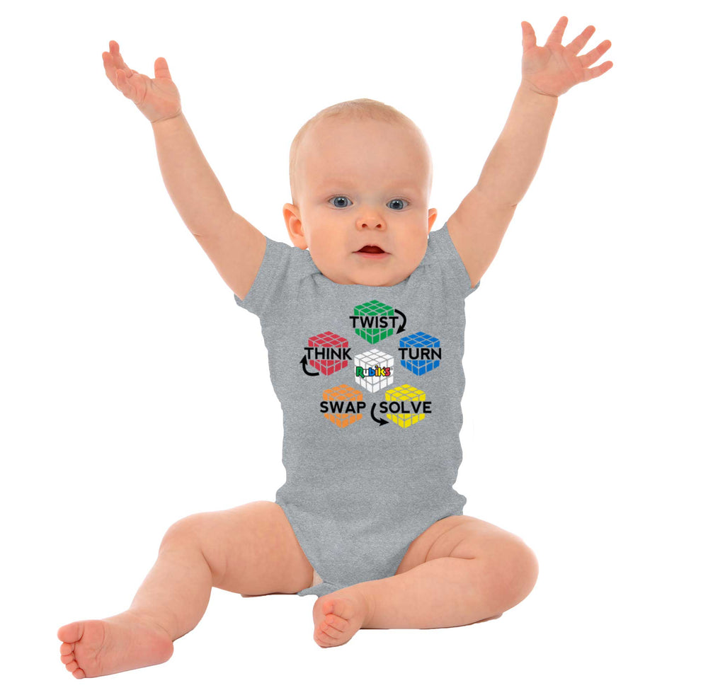 Rubik's Directions Romper Bodysuit-Direct To Garment Print-Brisco Baby