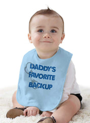 Daddy's Backup Infant Baby Bib-Direct To Garment Print-Brisco Baby