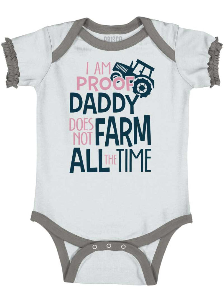 Farm All The Time Baby Ruffled Trim Romper-Direct To Garment Print-Brisco Baby