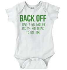 Back Off Have Big Brother Romper Bodysuit-Direct To Garment Print-Brisco Baby
