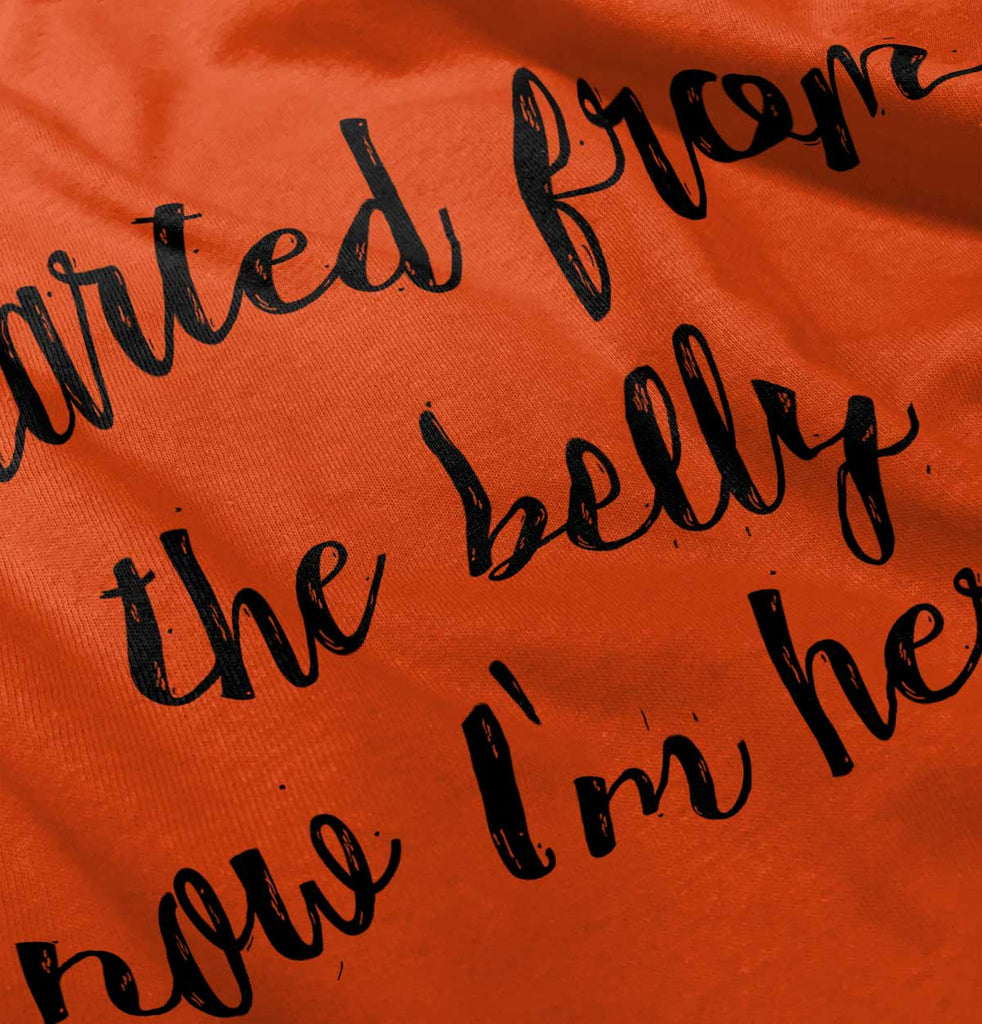 Started From The Belly Romper Bodysuit-Direct To Garment Print-Brisco Baby