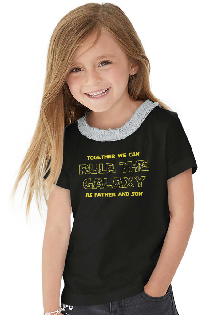 Rule The Galaxy Toddler Ruffled Trim T-Shirt-Direct To Garment Print-Brisco Baby