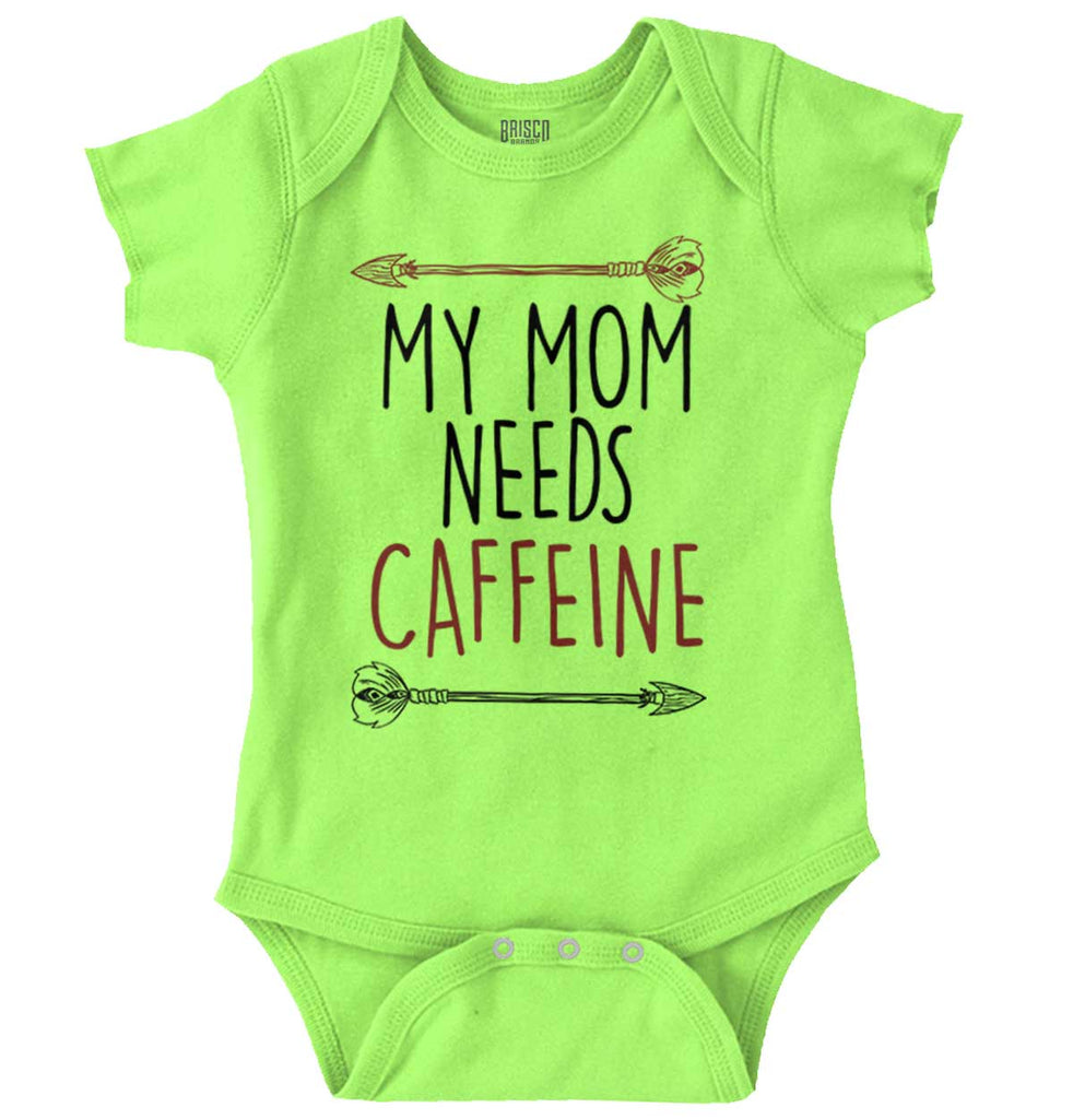 Mom Needs Caffeine Romper Bodysuit-Direct To Garment Print-Brisco Baby