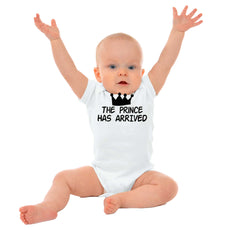The Prince Has Arrived Romper Bodysuit-Direct To Garment Print-Brisco Baby
