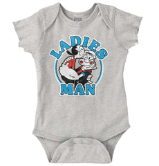 Ladies Man Romper Bodysuit-Direct To Garment Print-Brisco Baby