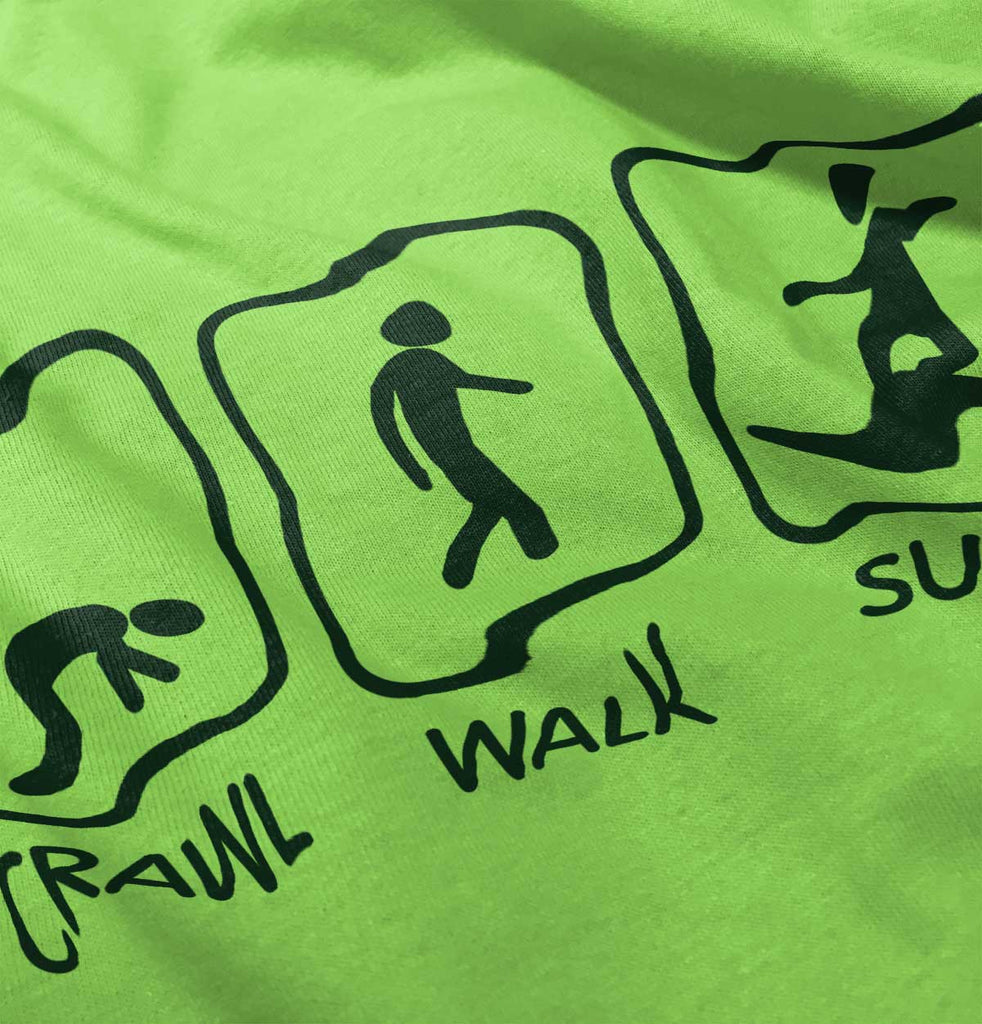 Crawl Walk Surf Romper Bodysuit-Direct To Garment Print-Brisco Baby