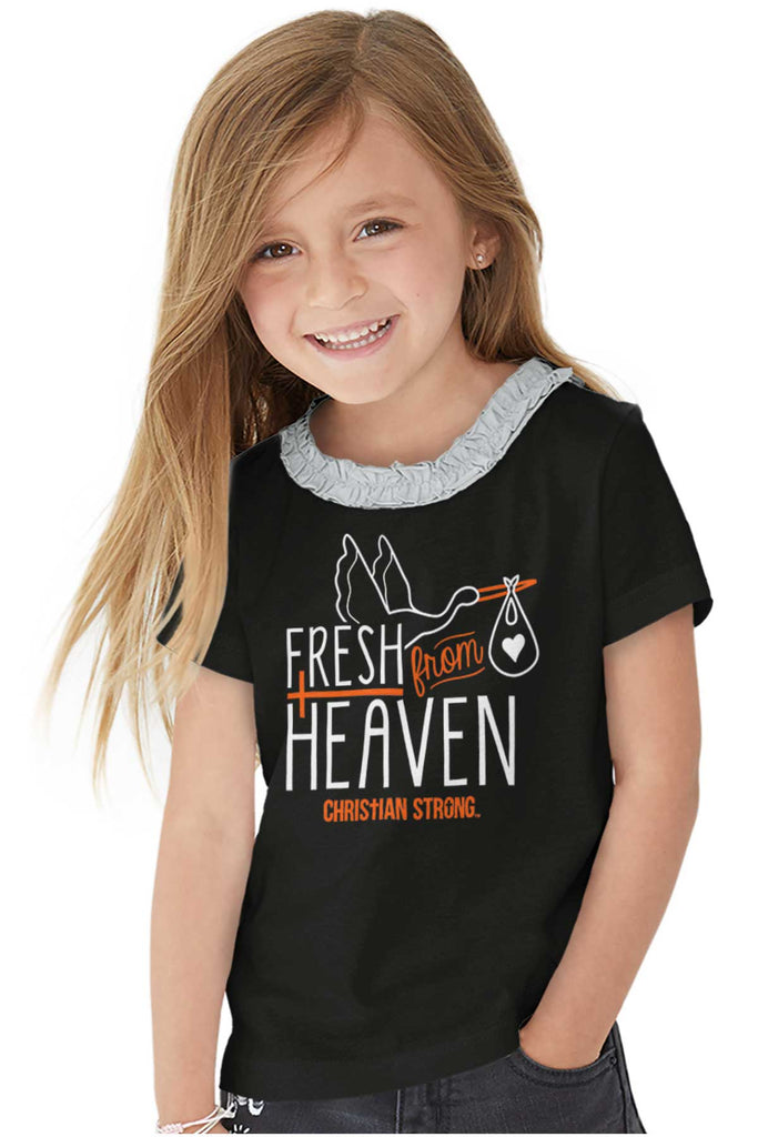 Fresh From Heaven Toddler Ruffled Trim T-Shirt-Direct To Garment Print-Brisco Baby
