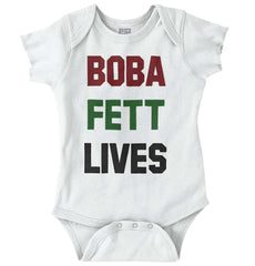 Boba Fett Lives Romper Bodysuit-Direct To Garment Print-Brisco Baby
