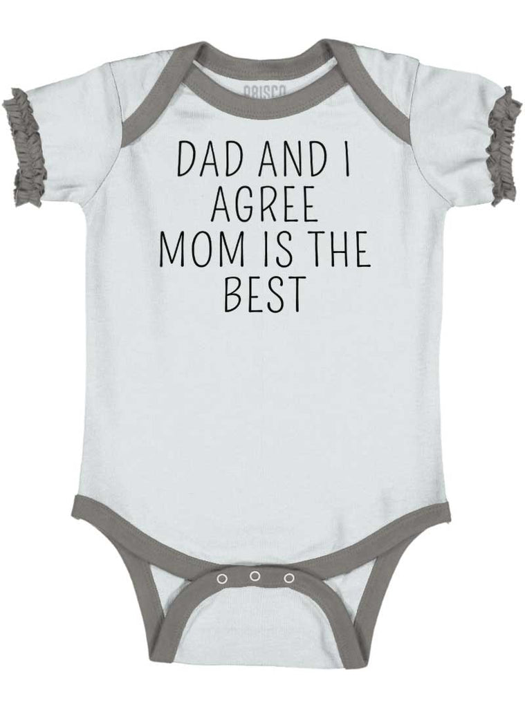 Mom Is Best Baby Ruffled Trim Romper-Direct To Garment Print-Brisco Baby