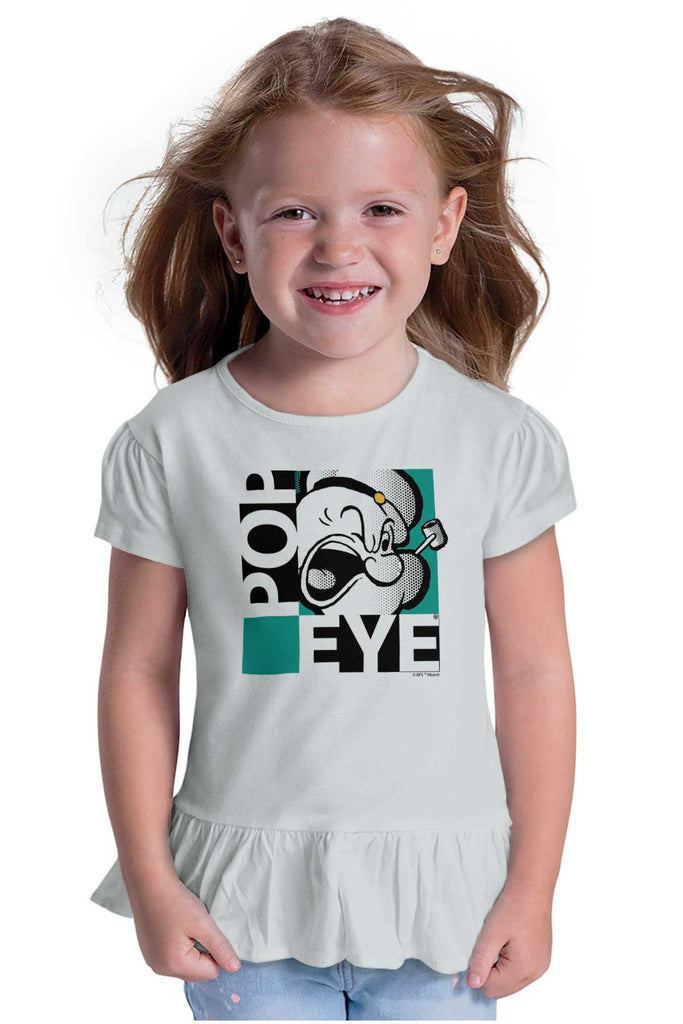 Popeye Pop Art Toddler Ruffle Bottom Tee-Direct To Garment Print-Brisco Baby