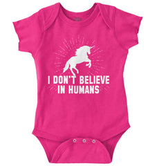 Don't Believe In Humans Romper Bodysuit-Direct To Garment Print-Brisco Baby