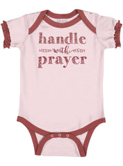 Handle With Prayer Baby Ruffled Trim Romper-Direct To Garment Print-Brisco Baby
