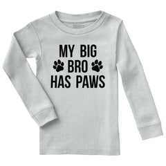 Big Bro Has Paws Solid Long Sleeve T-Direct To Garment Print-Brisco Baby