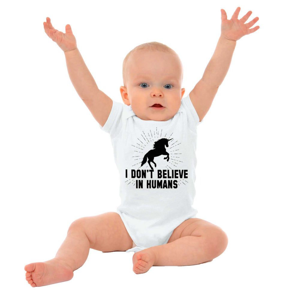 Don't Believe In Humans Romper Bodysuit-Direct To Garment Print-Brisco Baby