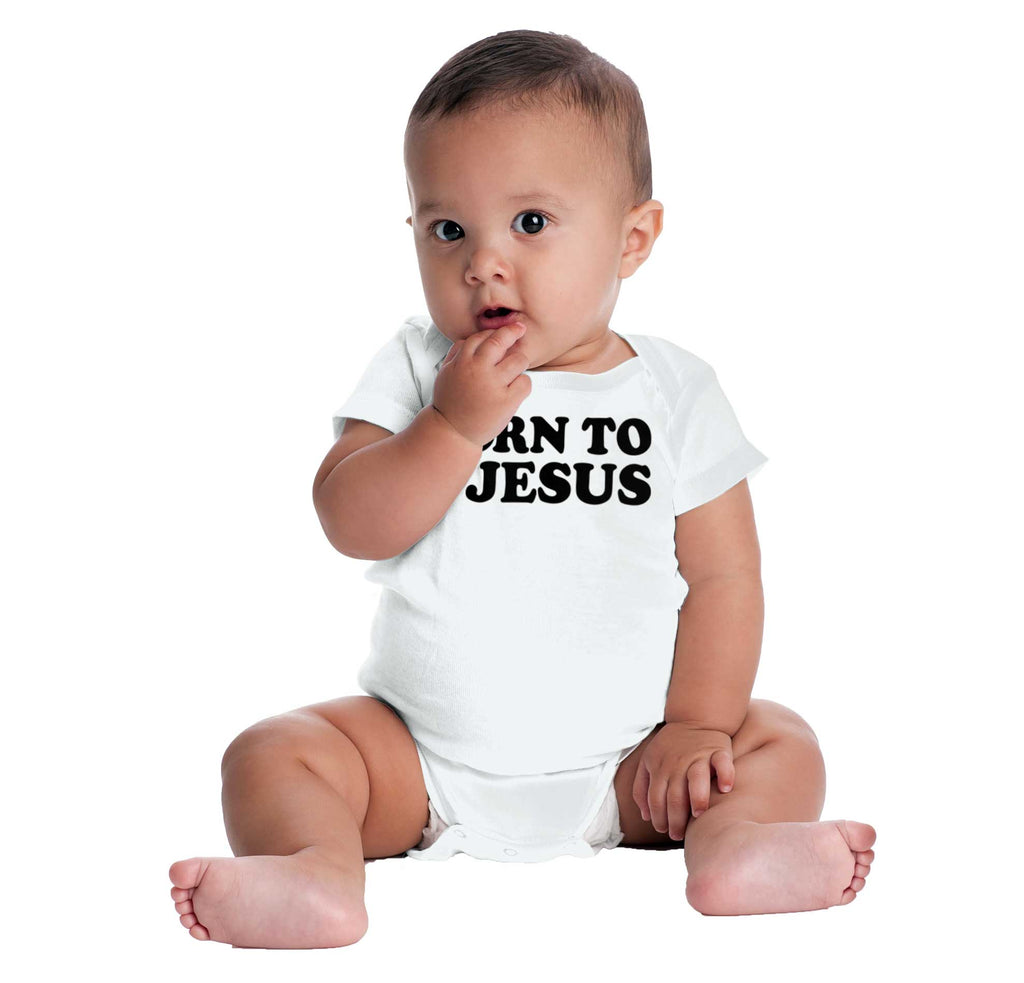 Born To Jesus Romper Bodysuit-Direct To Garment Print-Brisco Baby