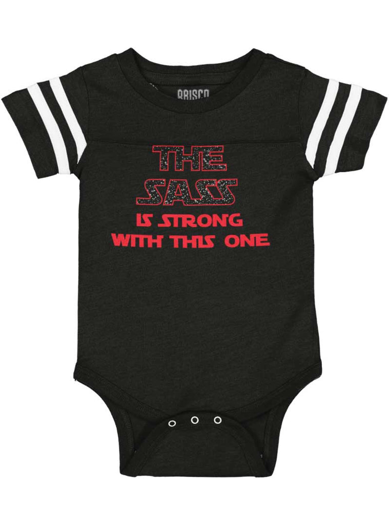 Sass Is Strong Football Romper Bodysuit-Direct To Garment Print-Brisco Baby