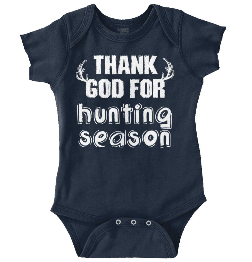 Thank God For Hunting Romper Bodysuit-Direct To Garment Print-Brisco Baby