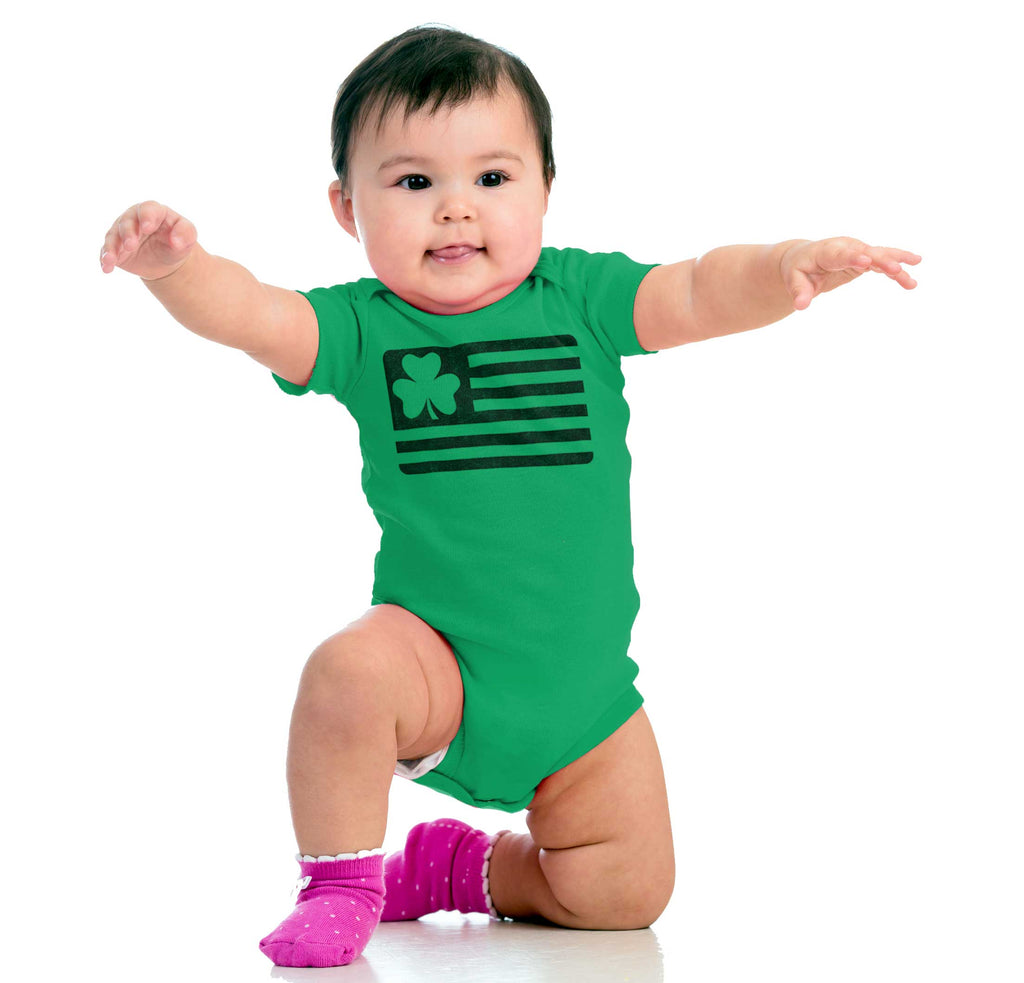 Shamrock Flag Romper Bodysuit-Direct To Garment Print-Brisco Baby