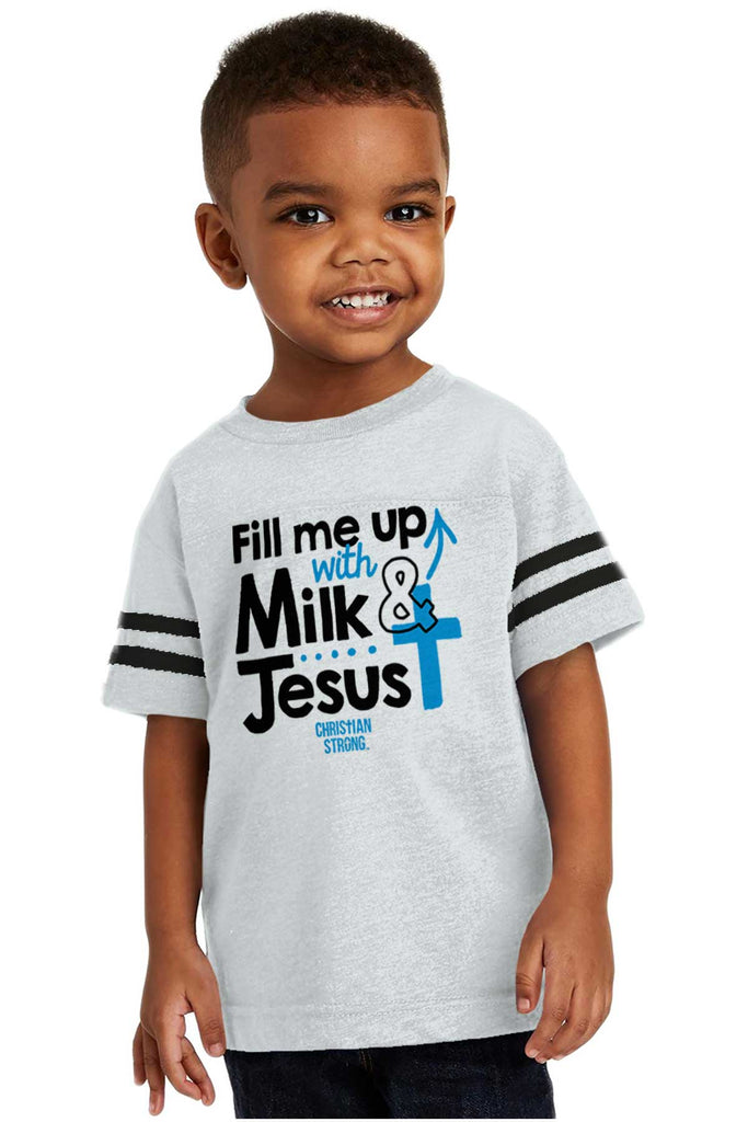 Milk And Jesus Toddler Football Jersey Tee-Direct To Garment Print-Brisco Baby