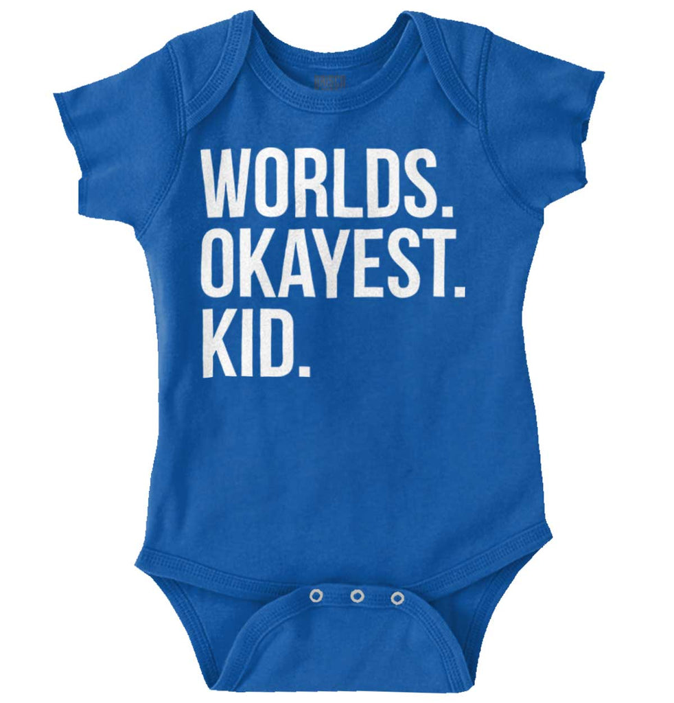 Worlds Okayest Kid Romper Bodysuit-Direct To Garment Print-Brisco Baby