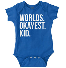 Worlds Okayest Kid Romper Bodysuit-Direct To Garment Print-Brisco Baby
