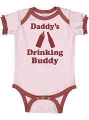 Drinking Buddy Baby Ruffled Trim Romper-Direct To Garment Print-Brisco Baby