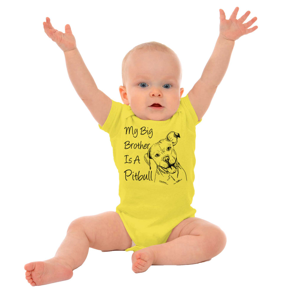 Brother is a Pitbull Romper Bodysuit-Direct To Garment Print-Brisco Baby