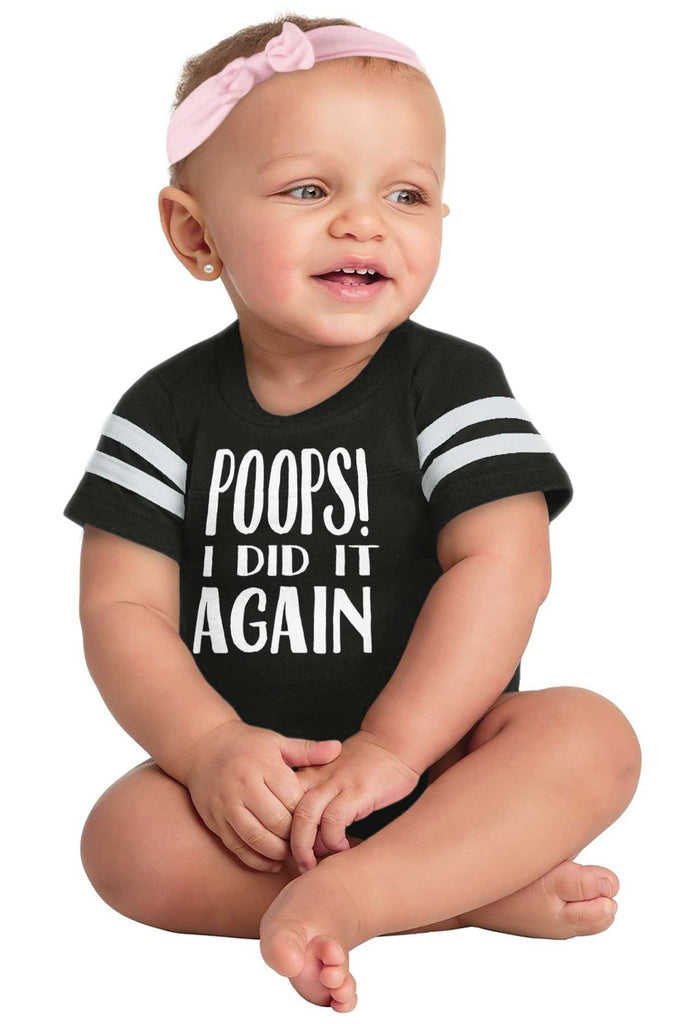 Poops I Did It Again Football Romper Bodysuit-Direct To Garment Print-Brisco Baby