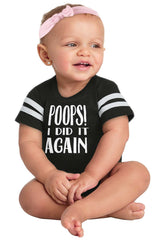 Poops I Did It Again Football Romper Bodysuit-Direct To Garment Print-Brisco Baby