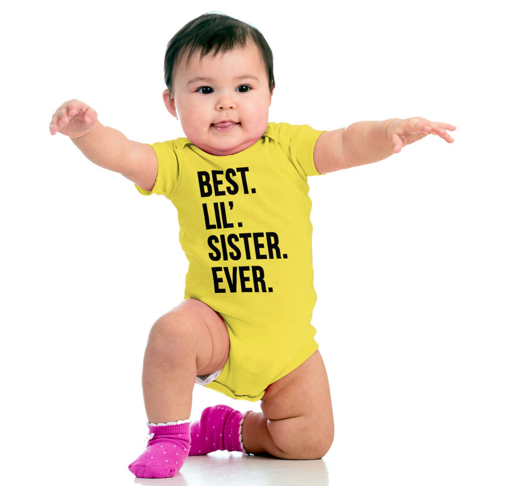 Best Lil Sister Ever Romper Bodysuit-Direct To Garment Print-Brisco Baby