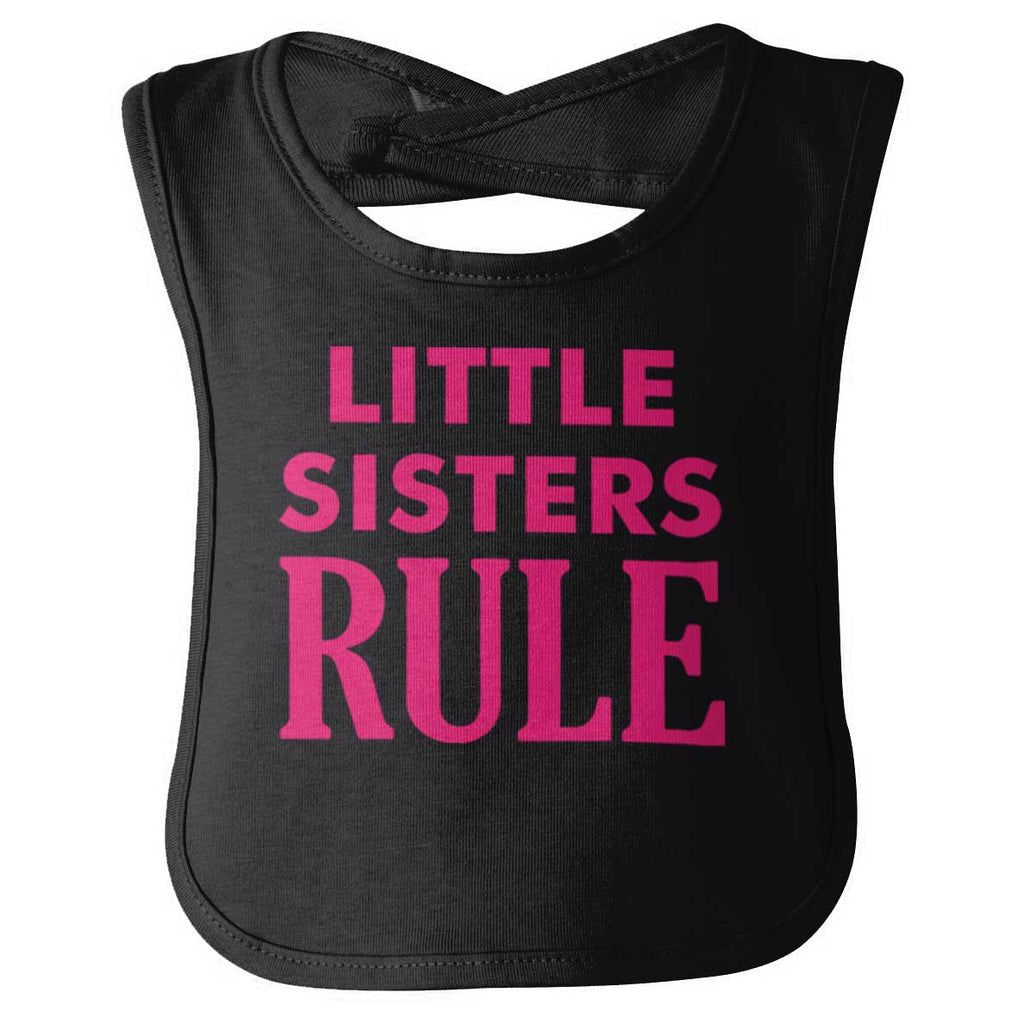 Little Sisters Rule Infant Baby Bib-Direct To Garment Print-Brisco Baby
