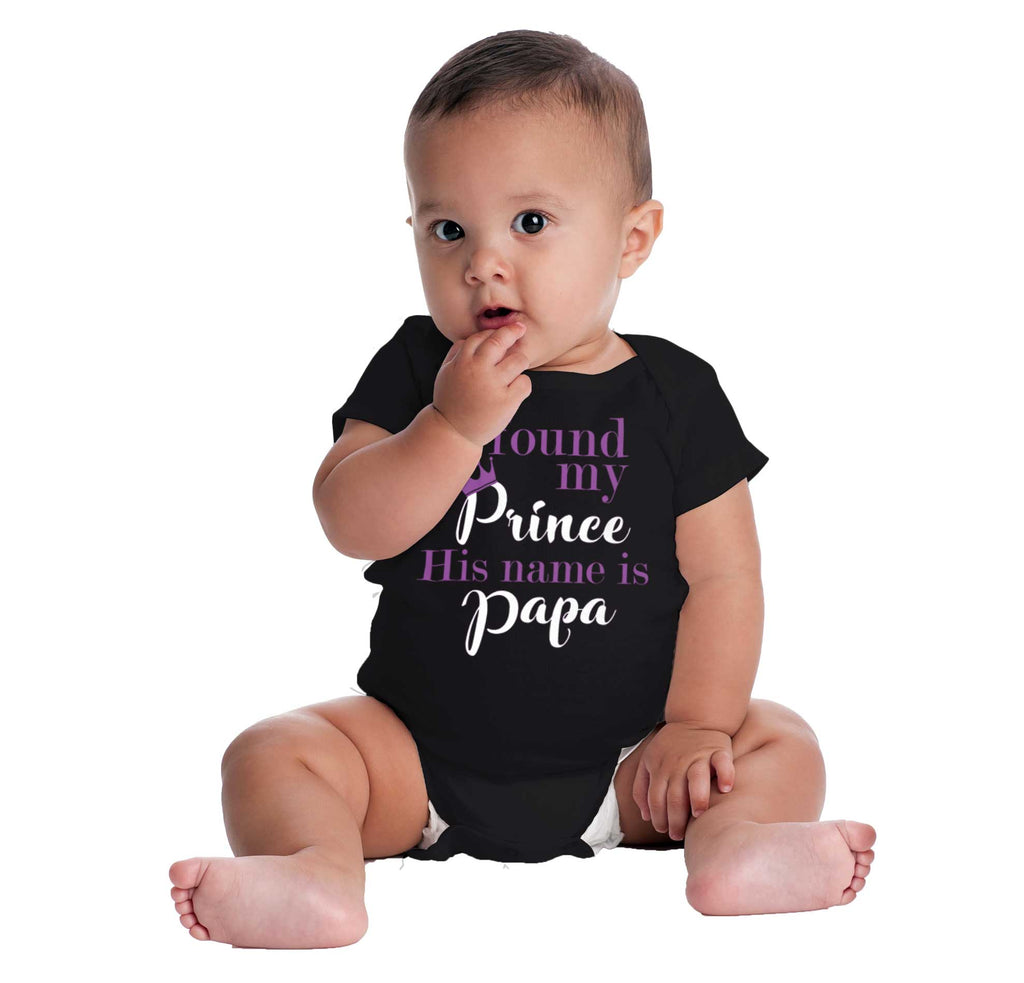 Found My Prince Name Is Papa Romper Bodysuit-Direct To Garment Print-Brisco Baby