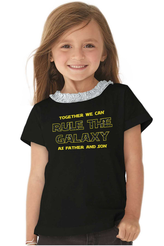 Rule The Galaxy Toddler Ruffled Trim T-Shirt-Direct To Garment Print-Brisco Baby