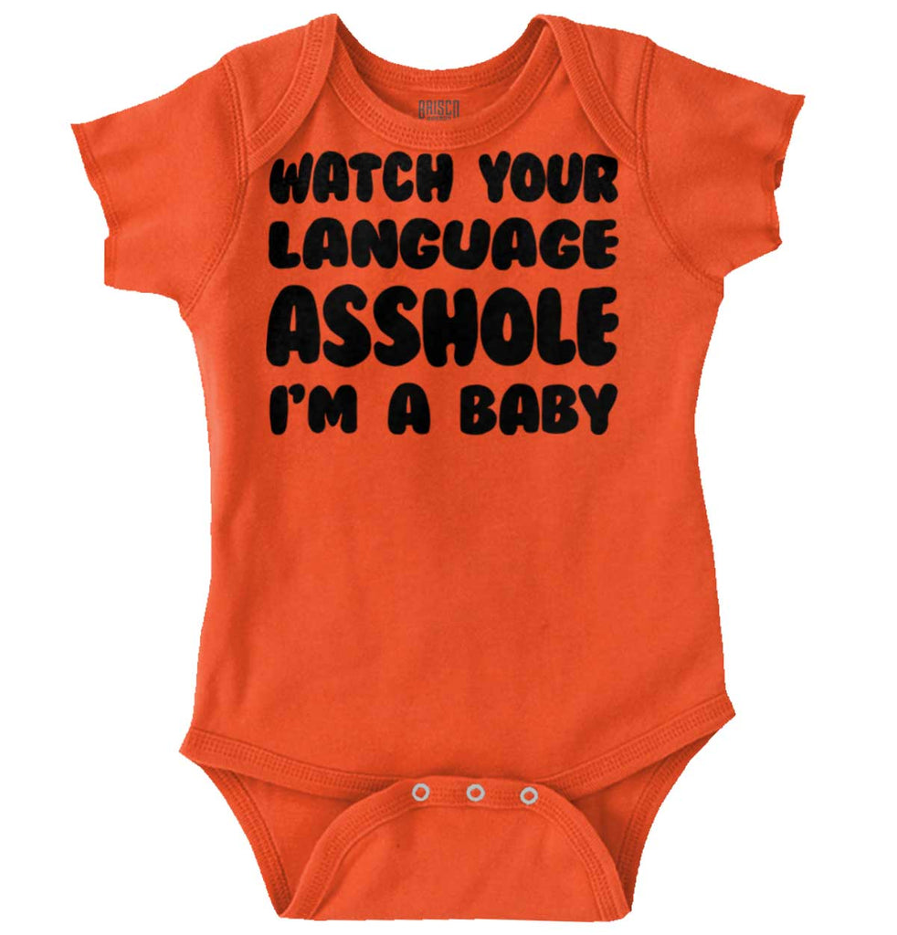 Watch Your Language Romper Bodysuit-Direct To Garment Print-Brisco Baby