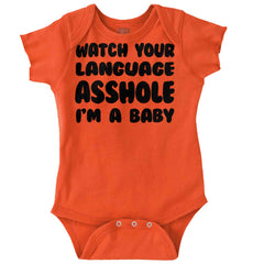 Watch Your Language Romper Bodysuit-Direct To Garment Print-Brisco Baby