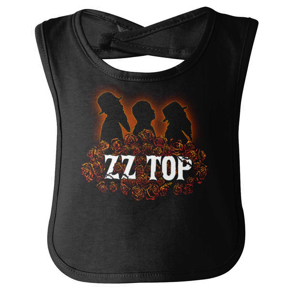 ZZ Top Roses Infant Baby Bib-Direct To Garment Print-Brisco Baby