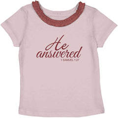 He Answered Toddler Ruffled Trim T-Shirt-Direct To Garment Print-Brisco Baby