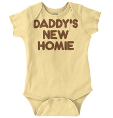 Daddy's New Homie Romper Bodysuit-Direct To Garment Print-Brisco Baby