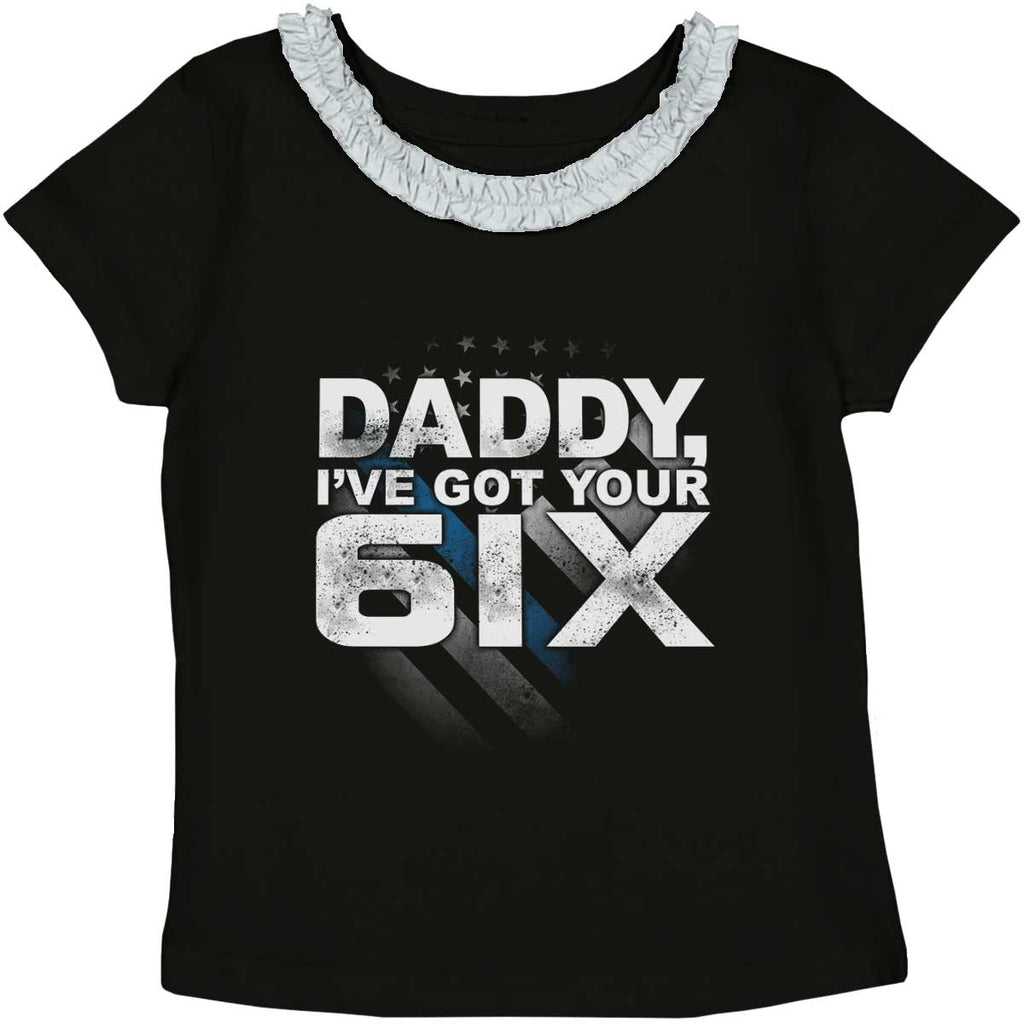 Got Your Six Toddler Ruffled Trim T-Shirt-Direct To Garment Print-Brisco Baby