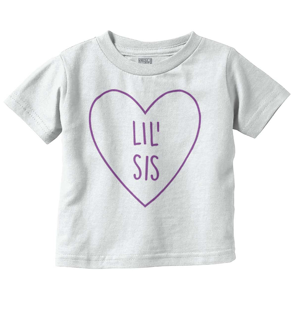 Lil' Sis Heart Infant Toddler T Shirt-Direct To Garment Print-Brisco Baby