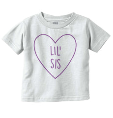 Lil' Sis Heart Infant Toddler T Shirt-Direct To Garment Print-Brisco Baby