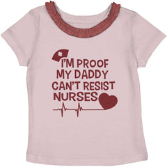 Can't Resist Nurses Toddler Ruffled Trim T-Shirt-Direct To Garment Print-Brisco Baby