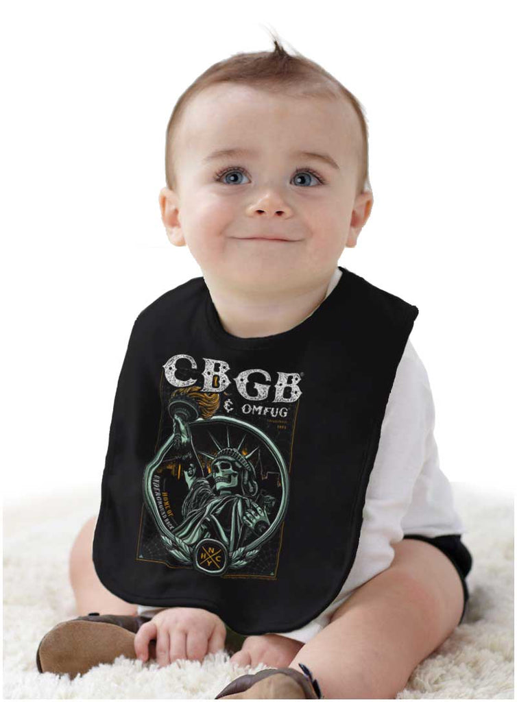 Statue of CBGB Infant Baby Bib-Direct To Garment Print-Brisco Baby