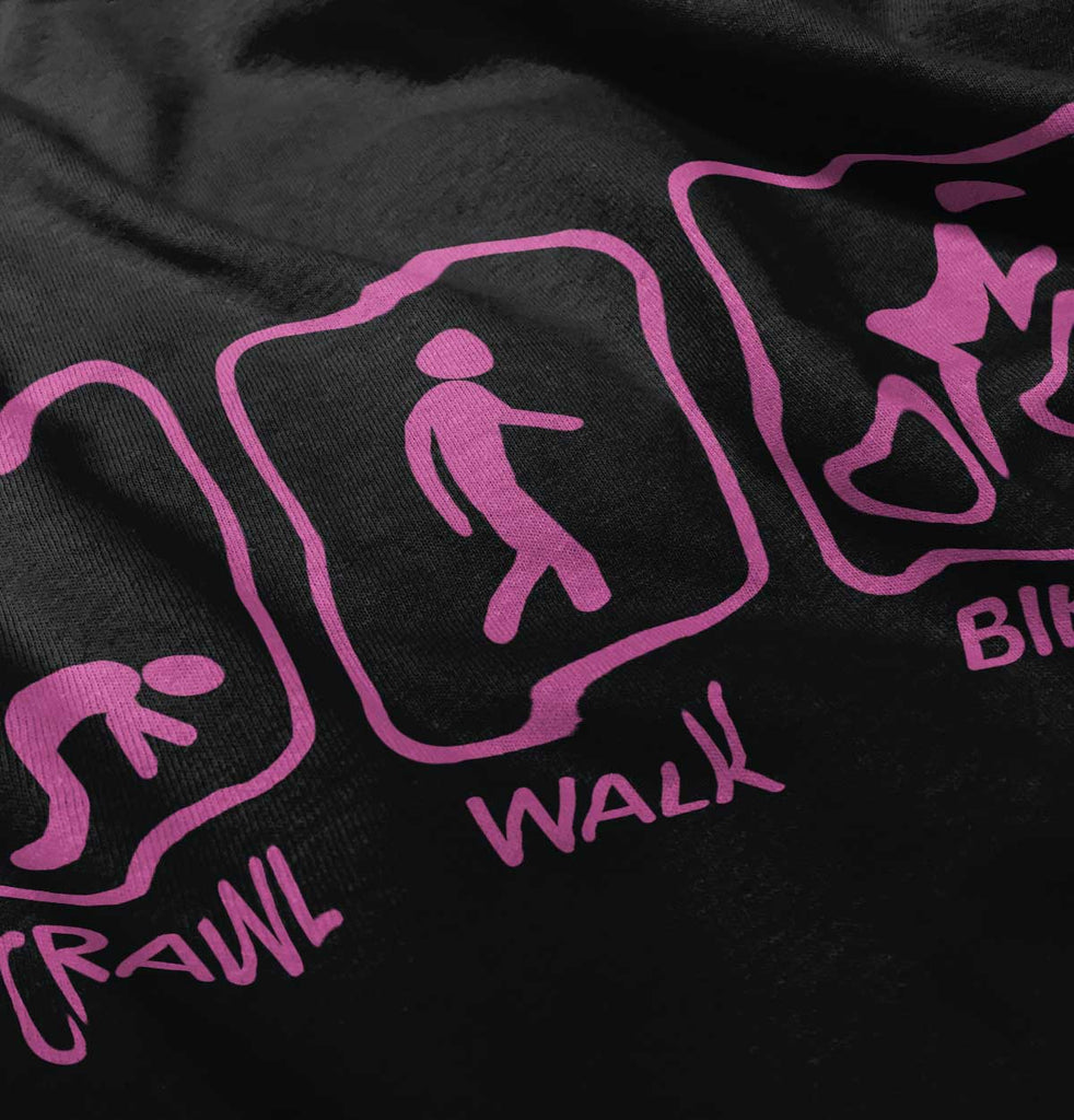 Crawl Walk Bike Baby Ruffled Trim Romper-Direct To Garment Print-Brisco Baby