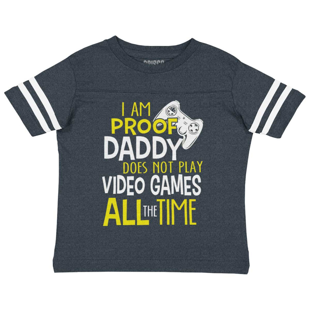 Daddy Plays Video Games Toddler Football Jersey Tee-Direct To Garment Print-Brisco Baby