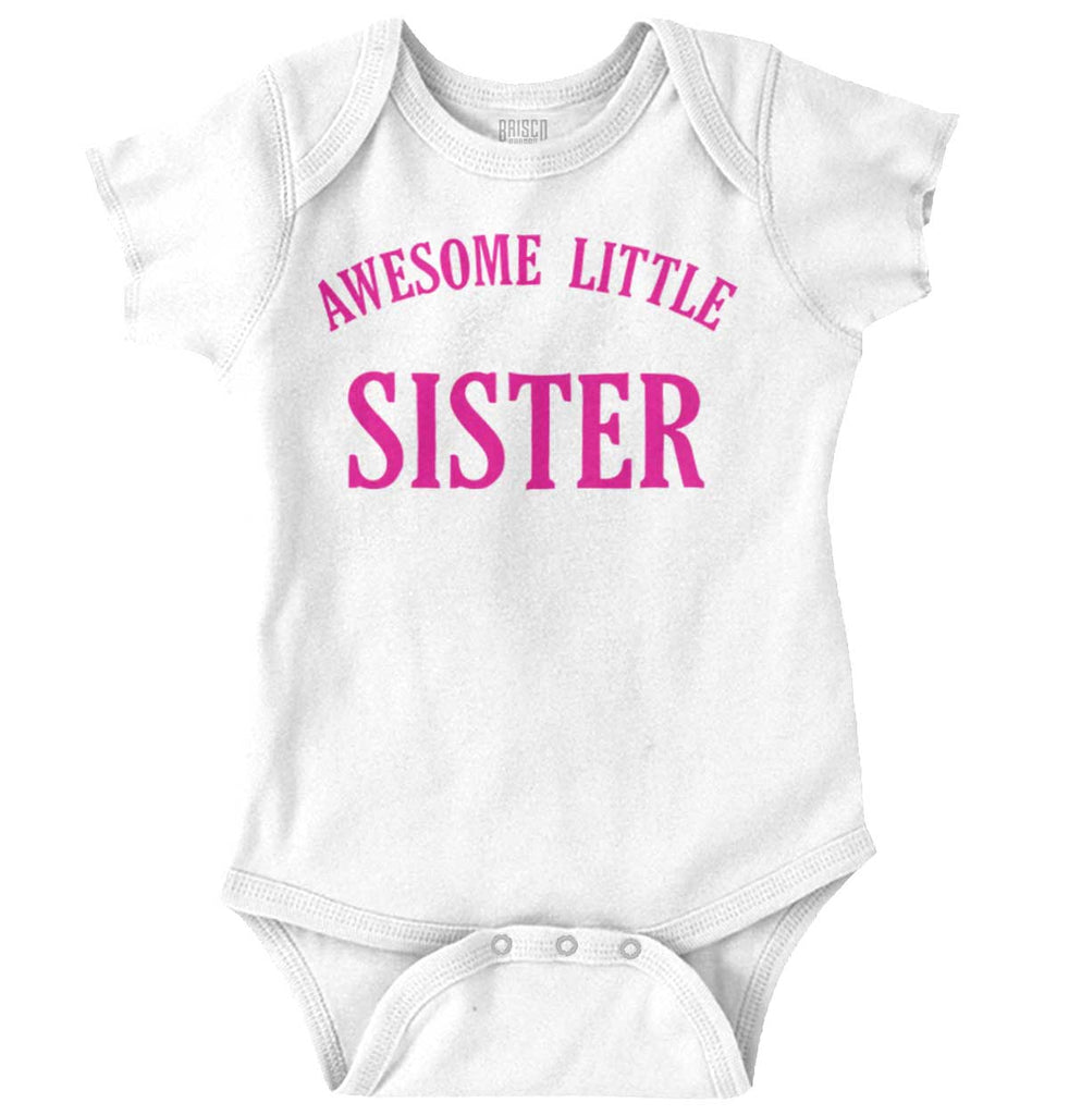 Awesome Little Sister Romper Bodysuit-Direct To Garment Print-Brisco Baby