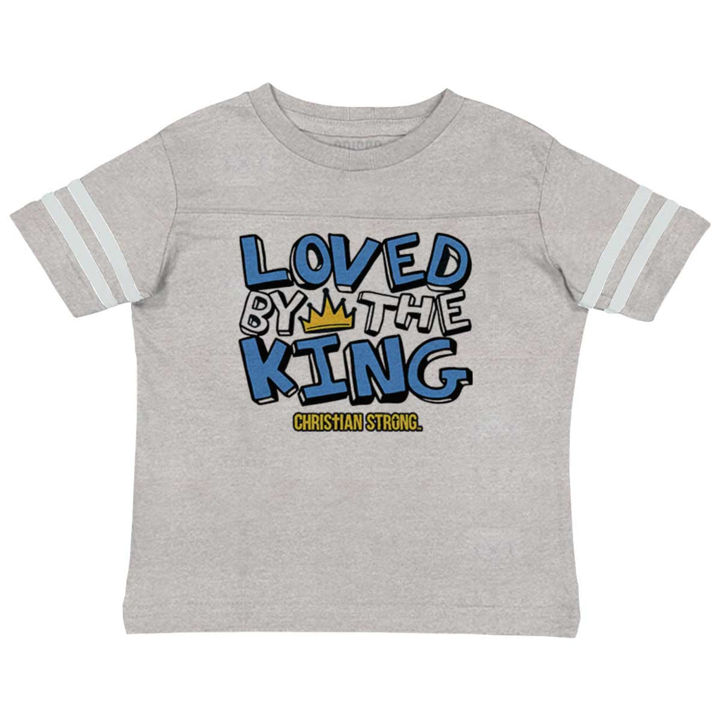 Loved By The King Toddler Football Jersey Tee-Direct To Garment Print-Brisco Baby