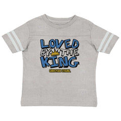 Loved By The King Toddler Football Jersey Tee-Direct To Garment Print-Brisco Baby
